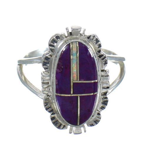 Southwest Opal Magenta Turquoise Silver Ring Size 5-1/4 MX61687